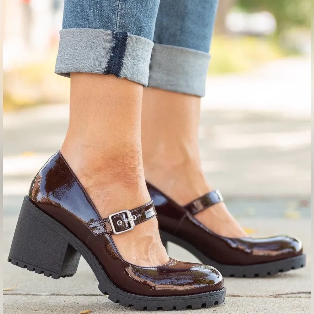 Dirty Laundry ‘Lita Jane’ Patent Chunky Heeled Mary Jane in Wine